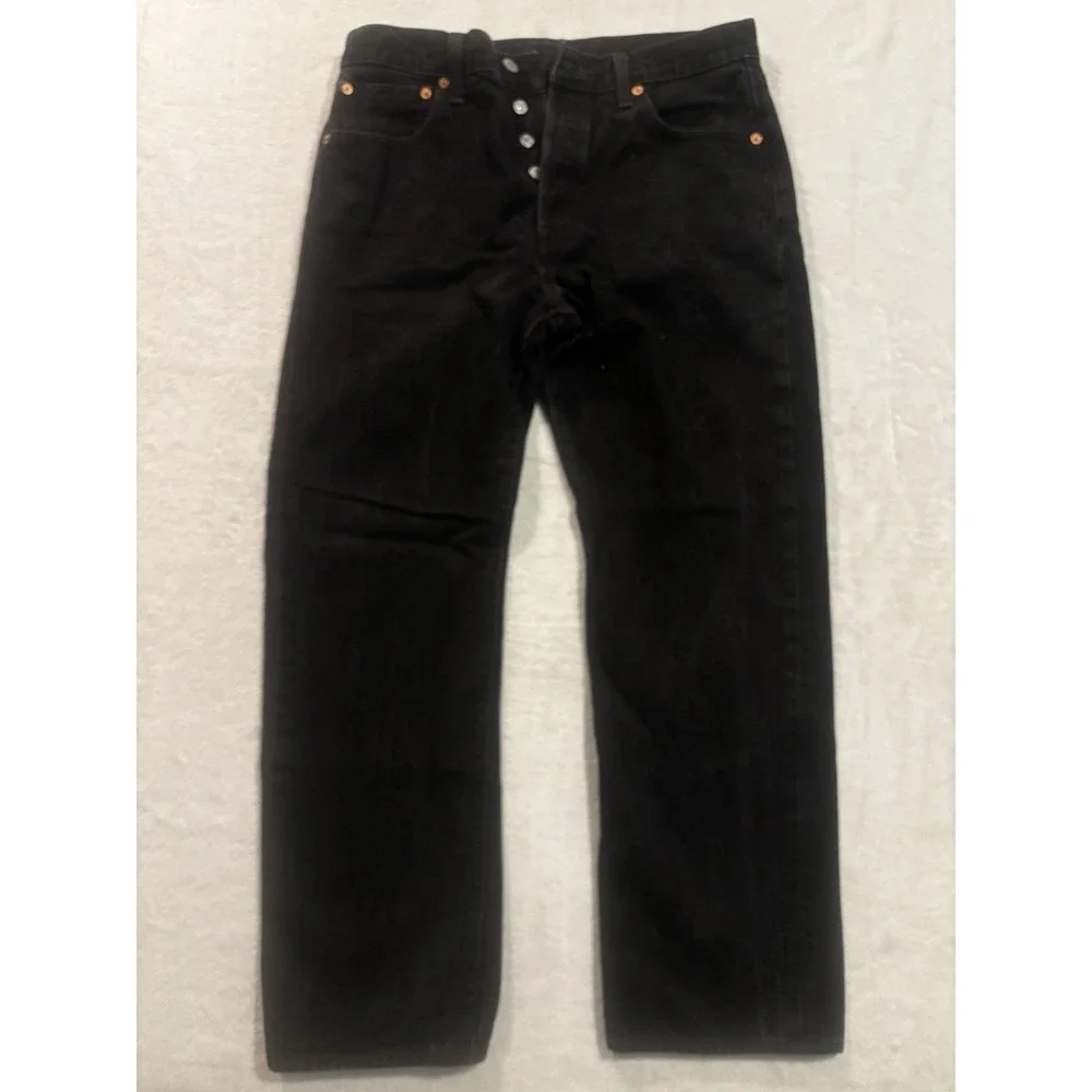 Levis 501 Jeans Mens *34x28 Black Denim Pants‎ Straight Leg Button Fly